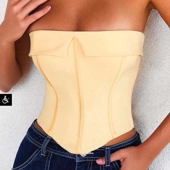 Yellow fold over corset M - Picture 1 of 6
